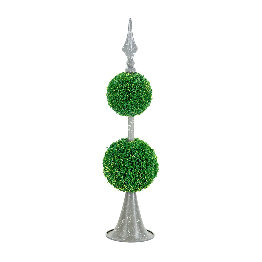 D7x26.5' Artificial Two-Tiered Boxwood Sphere Topiary on Metal Spire Media 2