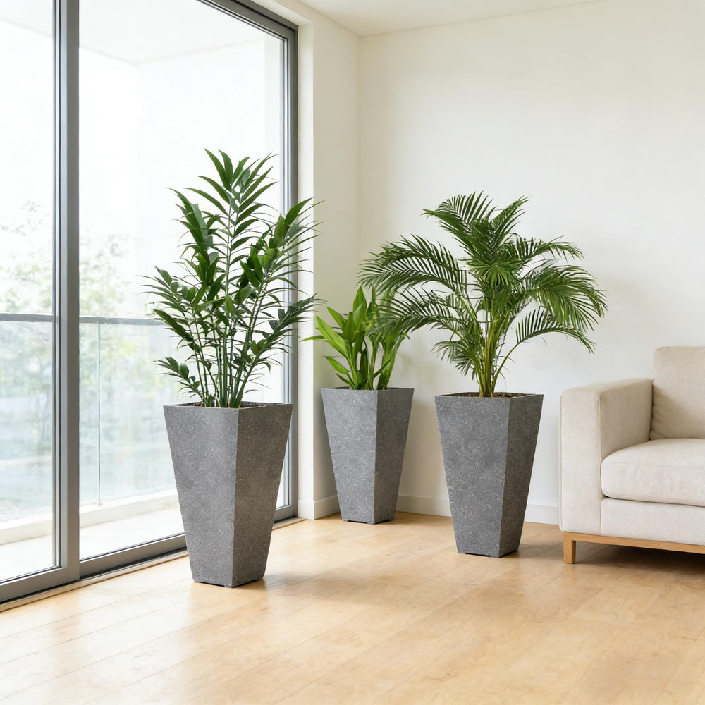 Set of 3 Tall Planters,Plastic Flower Pots Media 1