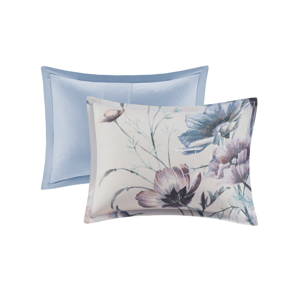 8 Piece Cotton Printed Comforter Set Blue Queen Media 9