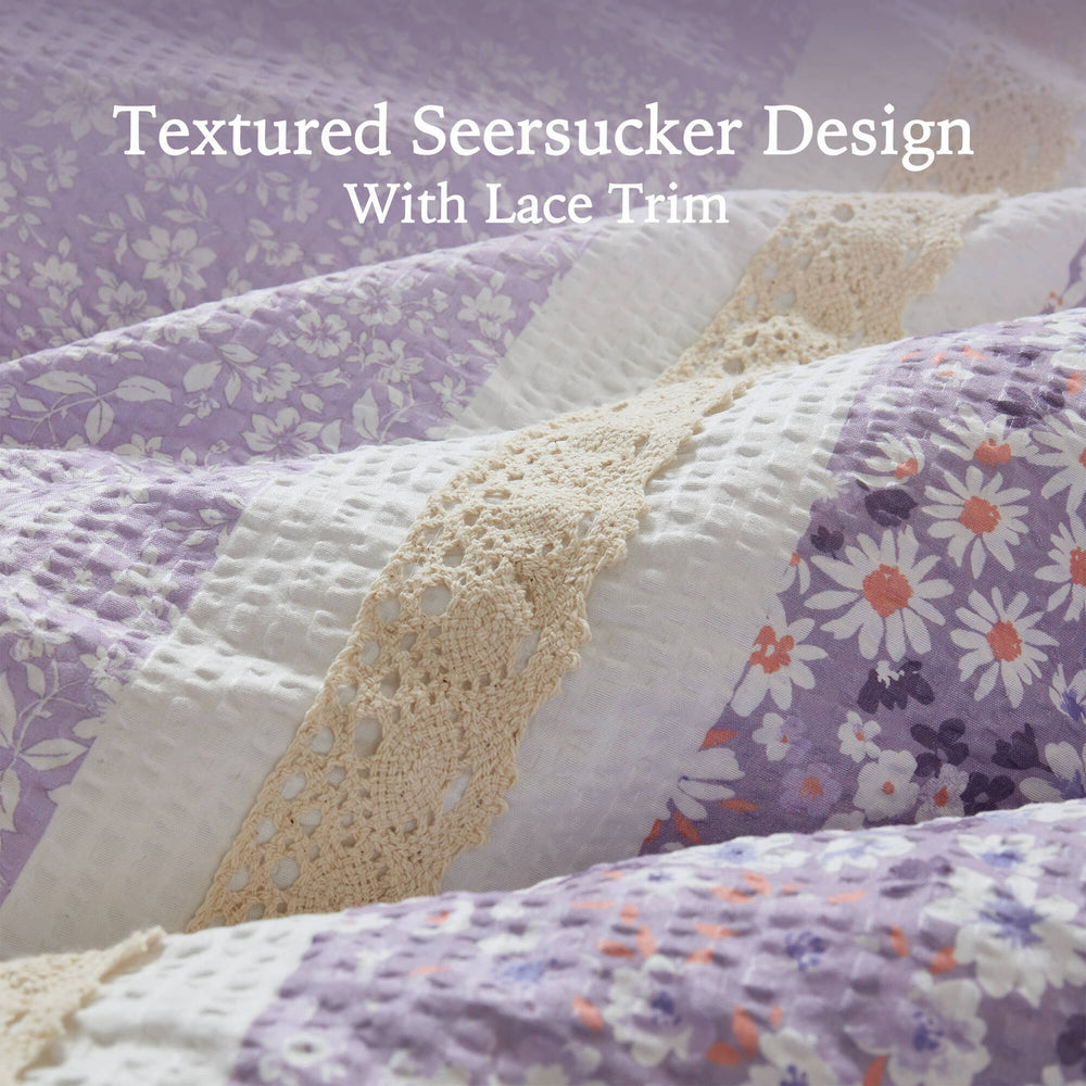 5 PCS Full/Queen Seersucker Comforter Set with Throw Pillows Media 18