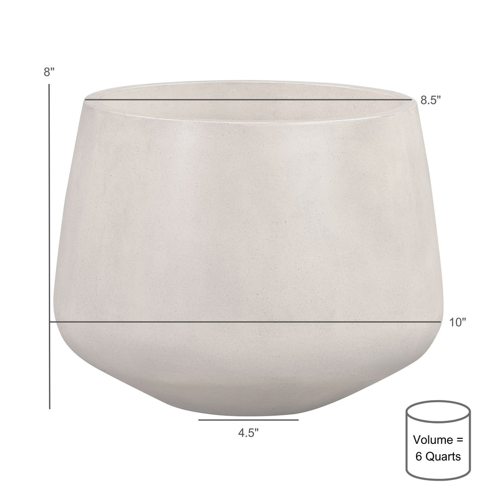 Amethyst Medium Round Lightweight White Concrete Indoor or Outdoor Planter in white Media 3