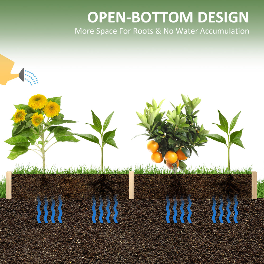 Outsunny 8x2ft Wooden Raised Garden Bed Kit, Elevated Planter with 2 Boxes, Self Draining Bottom and Liner, Patio to Grow Vegetables, Herbs, and Flowers, Natural Media 5