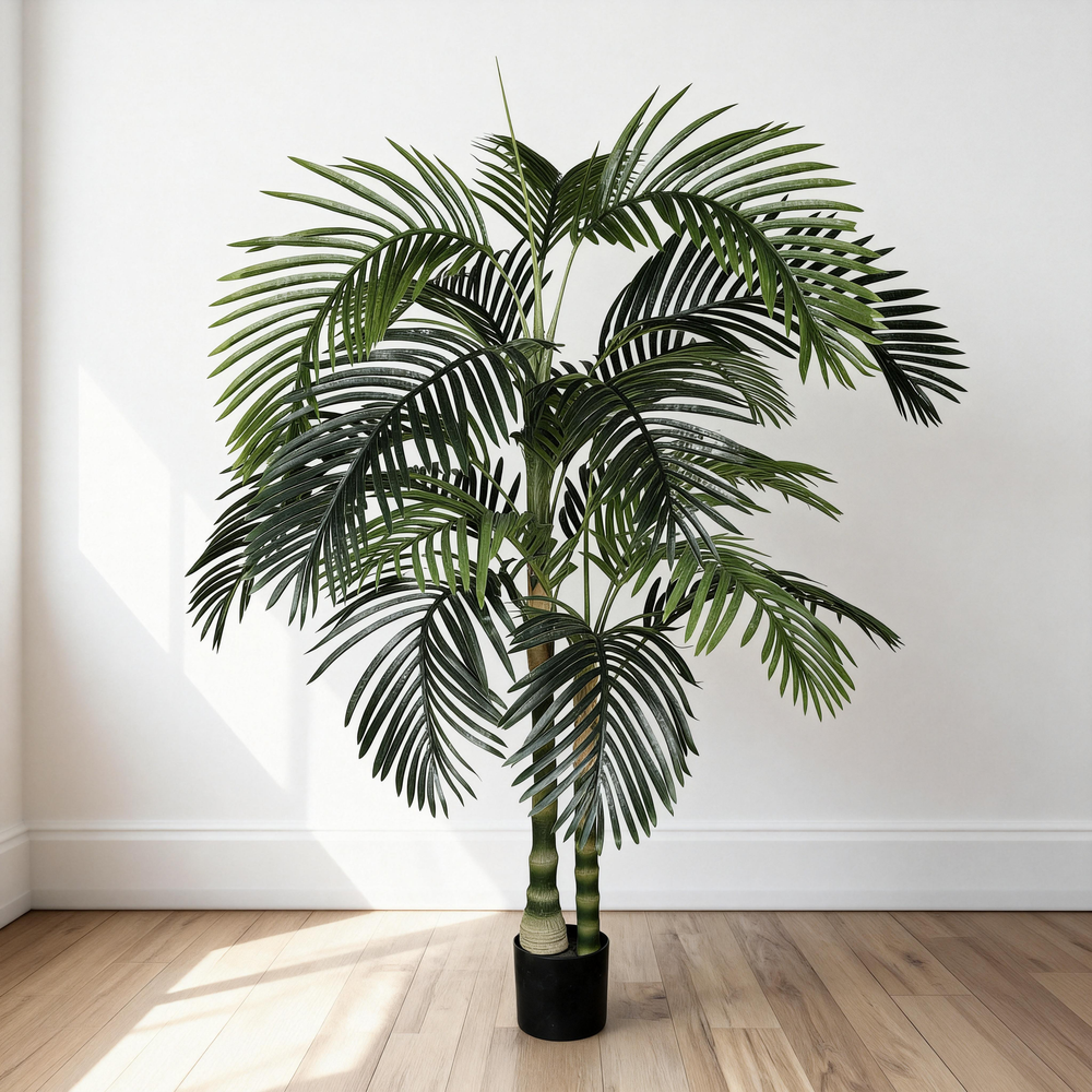6FT Artificial Palm Tree with Black Plastic Pot, Tropical Fake Plant for Indoor Outdoor Decoration, Faux Palm, 1pc/set Media 2