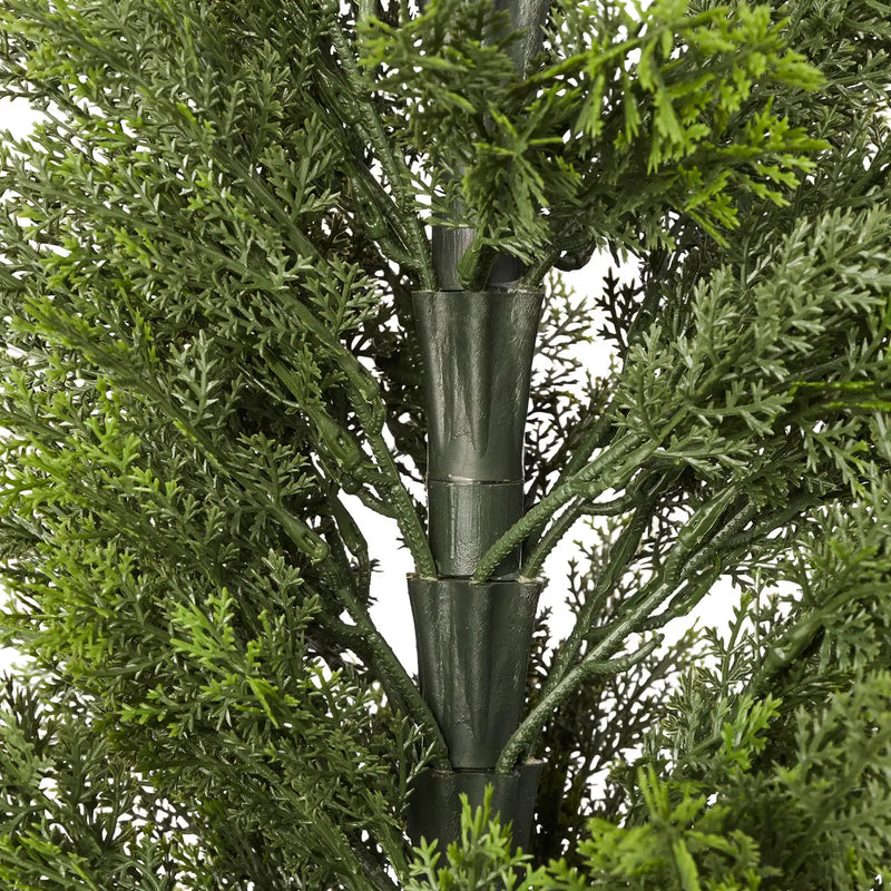 Artificial Topiary Cedar Trees, 60 inch 2 Set Faux Pine Shrubs Plants, Fake Silk Tree Look Real, Easy Assembly for Decor Front Porch Outdoor Patio Garden Balcony Backyard Indoor Office