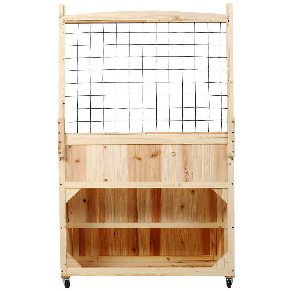 3-Tiers Raised Garden Bed with Trellis, 53' H Vertical Planter Box with Wheels & Back Storage Area, for Flowers, Vegetables, Herbs, Natural Media 7