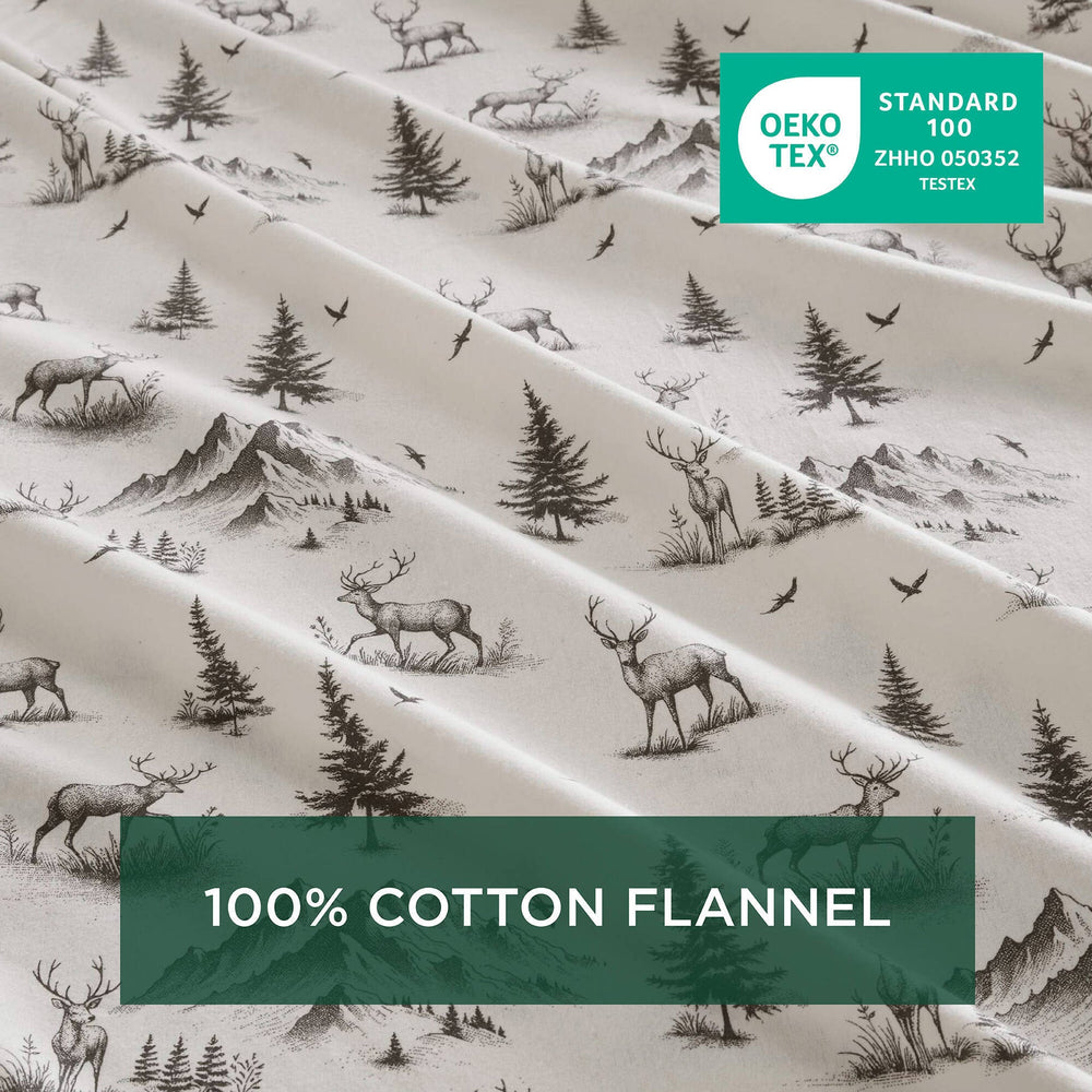 4 PCS King Sheet Set Gray Deer Toile Media 4