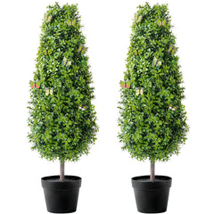 2 Pack 3' Artificial Boxwood Topiary Tree Faux Plant UV Decor In/Outdoor perspective