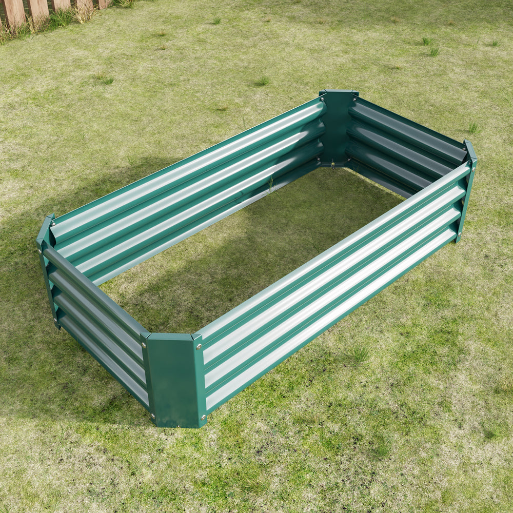 2PCS Green 4×2×1ft Metal Raised Garden Bed, Rectangle Raised Planter for Flowers Plants, Vegetables Herb Media 11