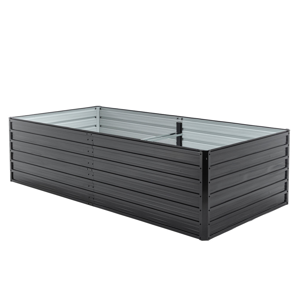 Metal Raised Garden Bed Outdoor 7.2x3.6x2 FT Galvanized Raised Garden Bed Kit,Vegetable Boxes-Rectangle Metal Flower Box,Large Planter Raised Beds Outdoor Garden for Planting,Fruit,Herb-Black Media 8