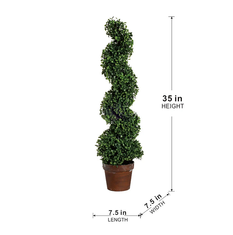 7.5x7.5x35' 3 Foot Tall Artificial Spiral Boxwood Tree