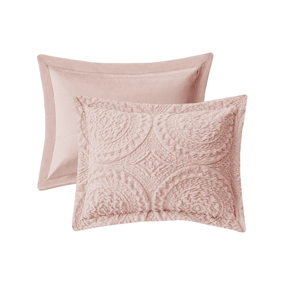 Twin Embroidered Medallion Faux Fur Ultra Plush Comforter Mini Set Media 9