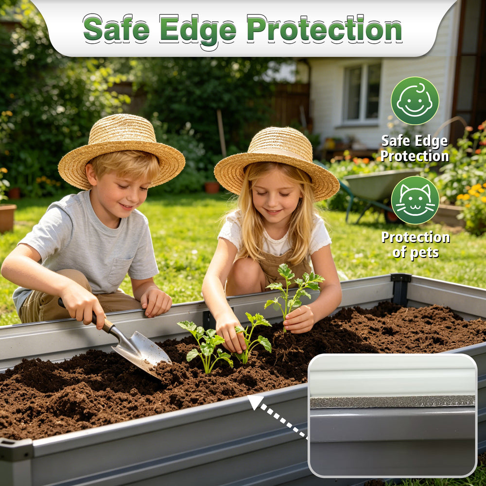 6x3x1 ft 2 pcs large Garden Bed Kit, Grey Galvanized Metal Outdoor Garden Boxes, Suitable for Outdoor Ground Gardens for Growing Plants, Vegetables Flowers Herb Media 11