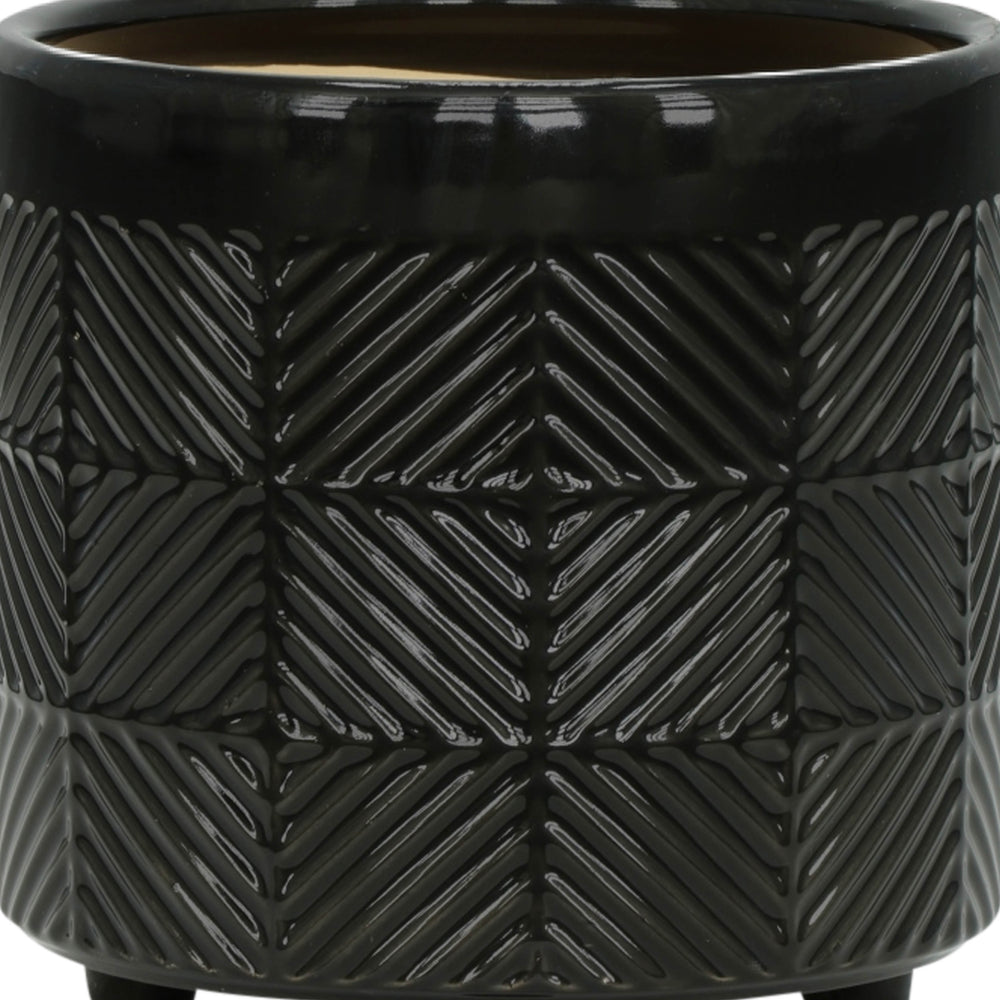 S/2 6/8' TEXTURED PLANTERS, SHINY BLACK Media 7