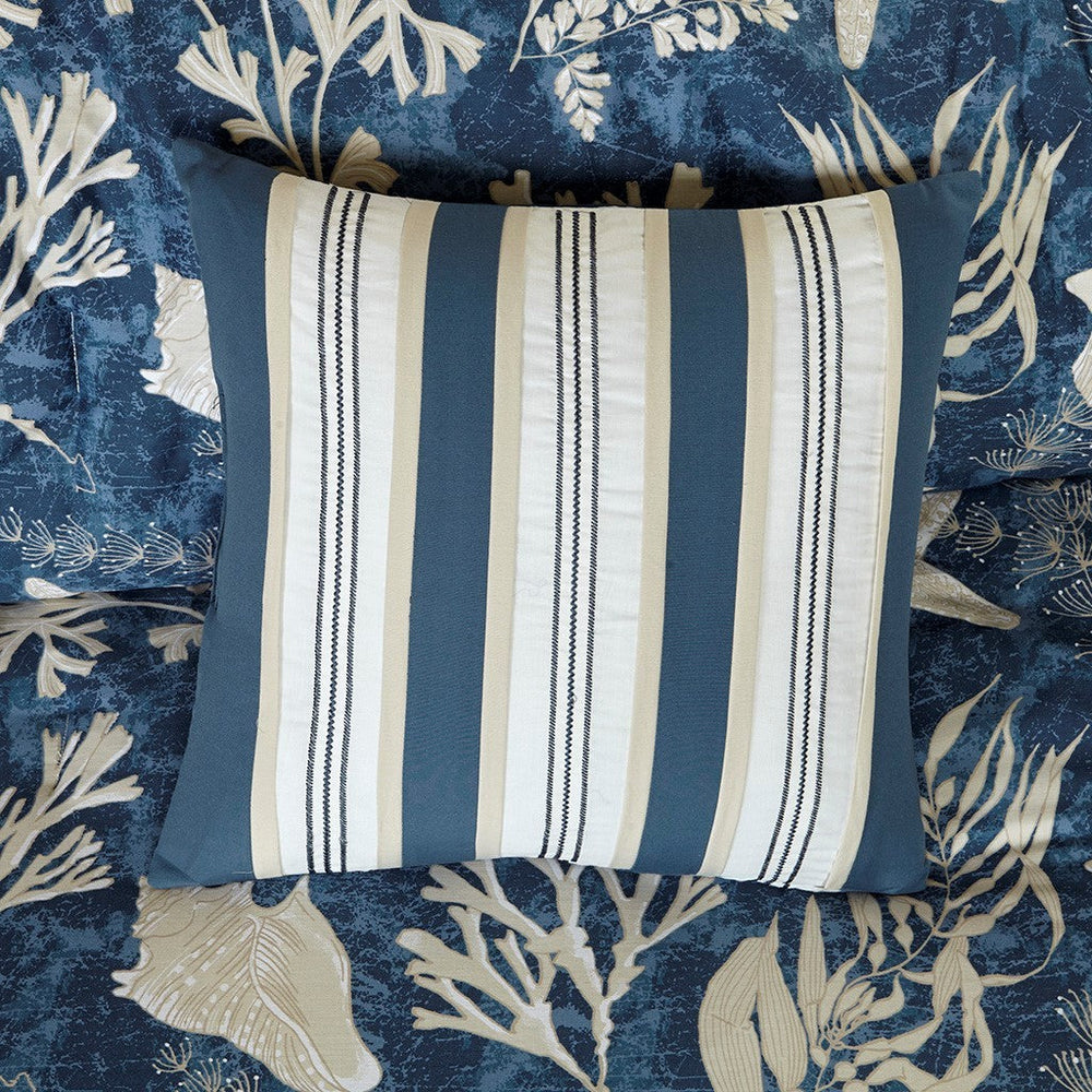 7 Piece Cotton Sateen Comforter Set Blue Queen Media 9