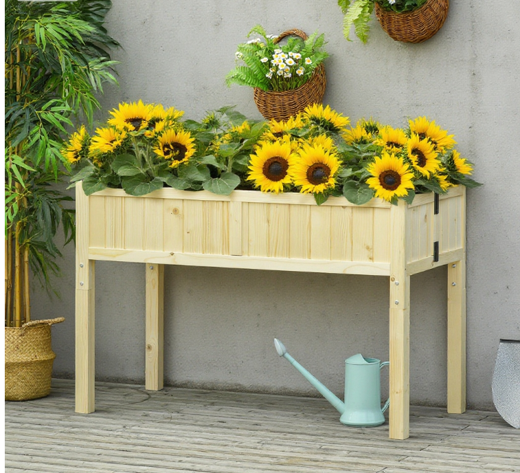 Garden Raised Bed Raised Garden Bed Elevated Wooden Planter Box Media 2