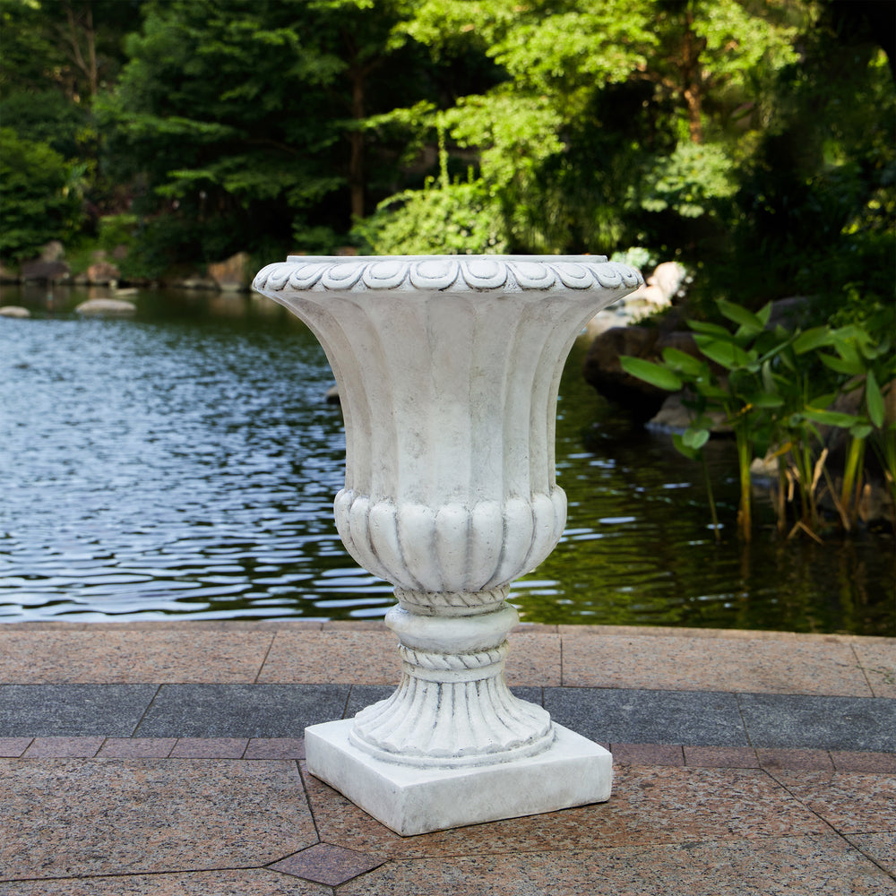 Outdoor Garden Urn Planter, Antique White Media 1
