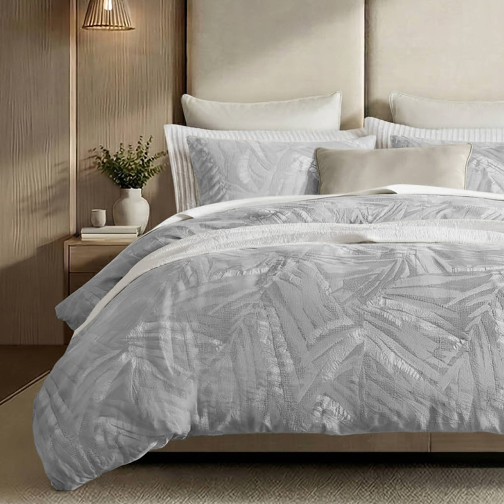 3 Pieces King Cotton Duvet Set,Light Gray Media 4