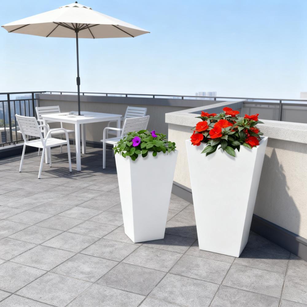 Flower Pots,2-Pack Outdoor Planter Set,with Drainage Holes, Durable & Stackable Plant Pot,for Outdoor and Indoor Media 1