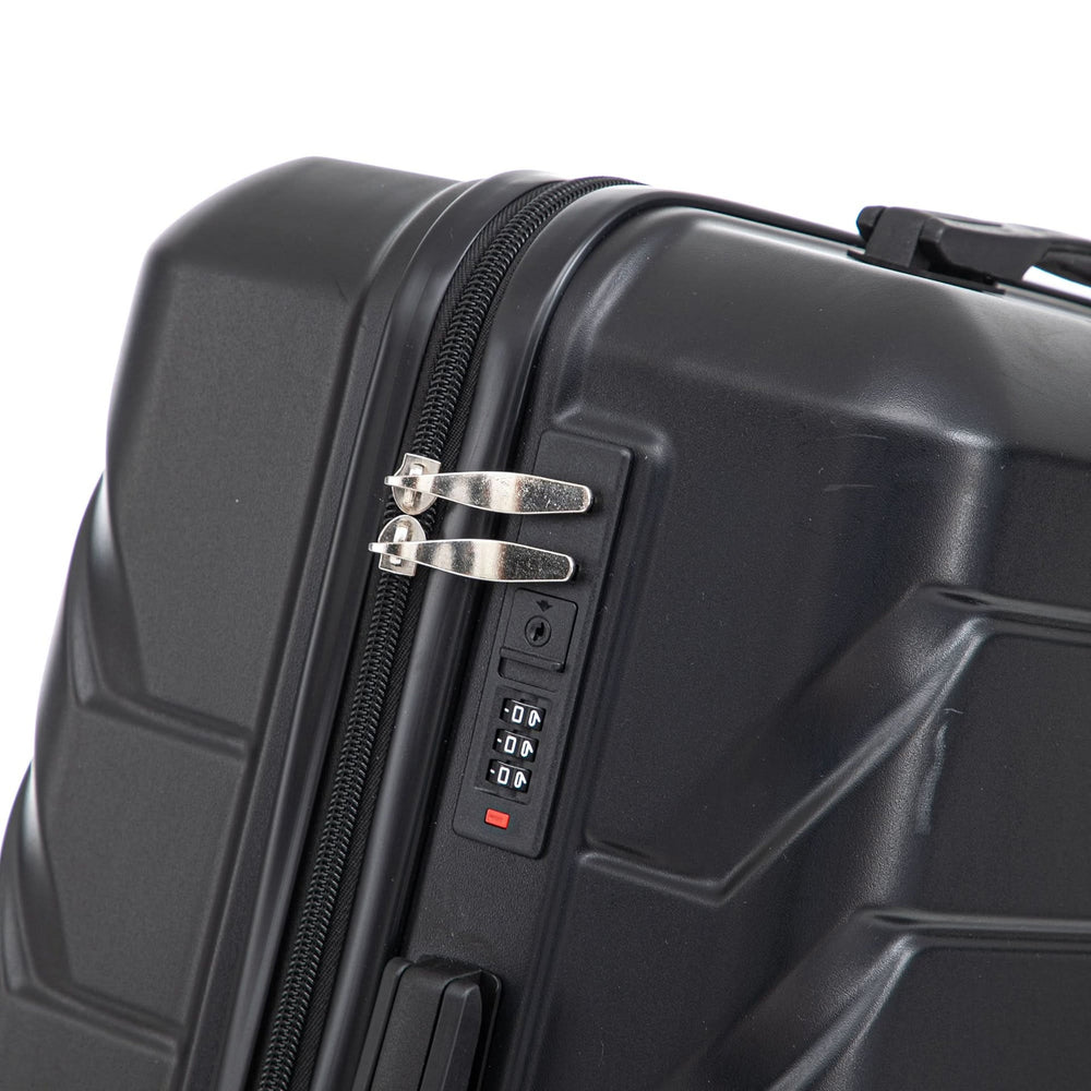 ABS Luggage Set 20 24 28 Inch Spinner Wheels Black Durable 3-Piece & Combination Lock Media 16