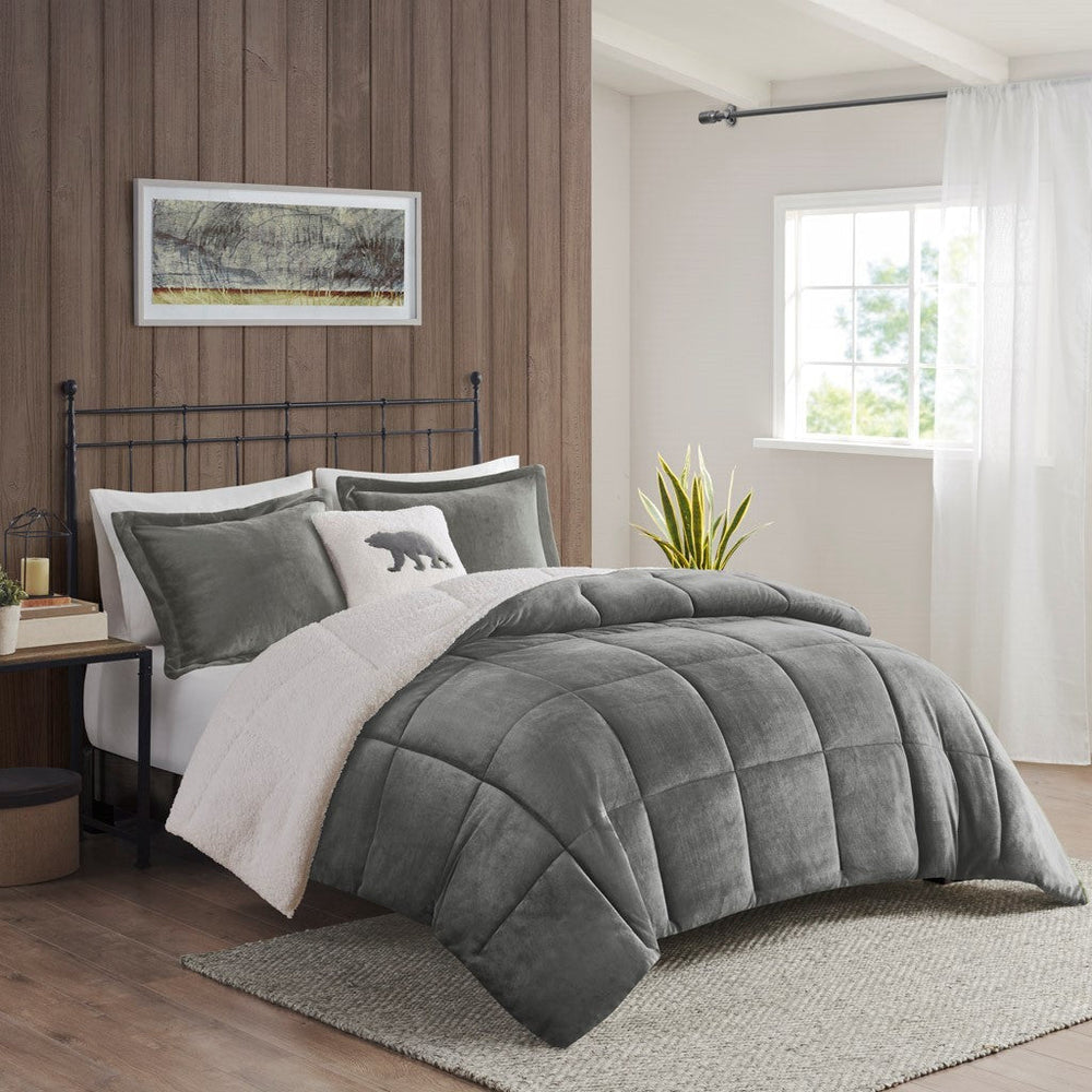 King Plush to Sherpa Down Alternative Comforter Set Media 1