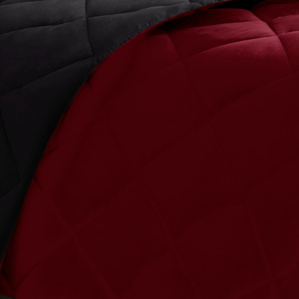 3 Pieces Full/Queen 3M Scotchgard Diamond Quilting Reversible Down Alternative Comforter Set,Red+Black Media 5