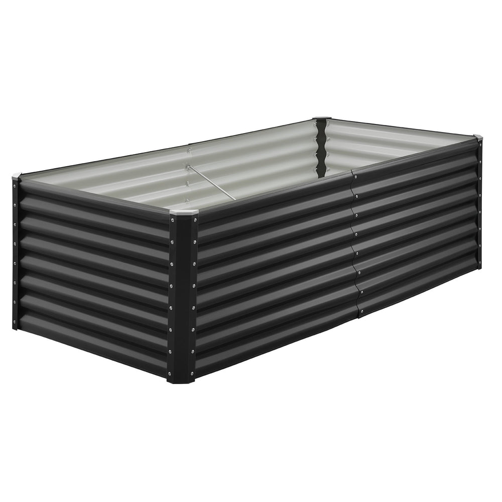 Metal Raised Garden Bed, 6 x 3 x 2 ft Outdoor Galvanized Planter Garden Box, Open Bottom Design, Large Planter Raised Bed for Growing Vegetables, Flowers, Herbs, and Succulents, Dark Gray Media 9