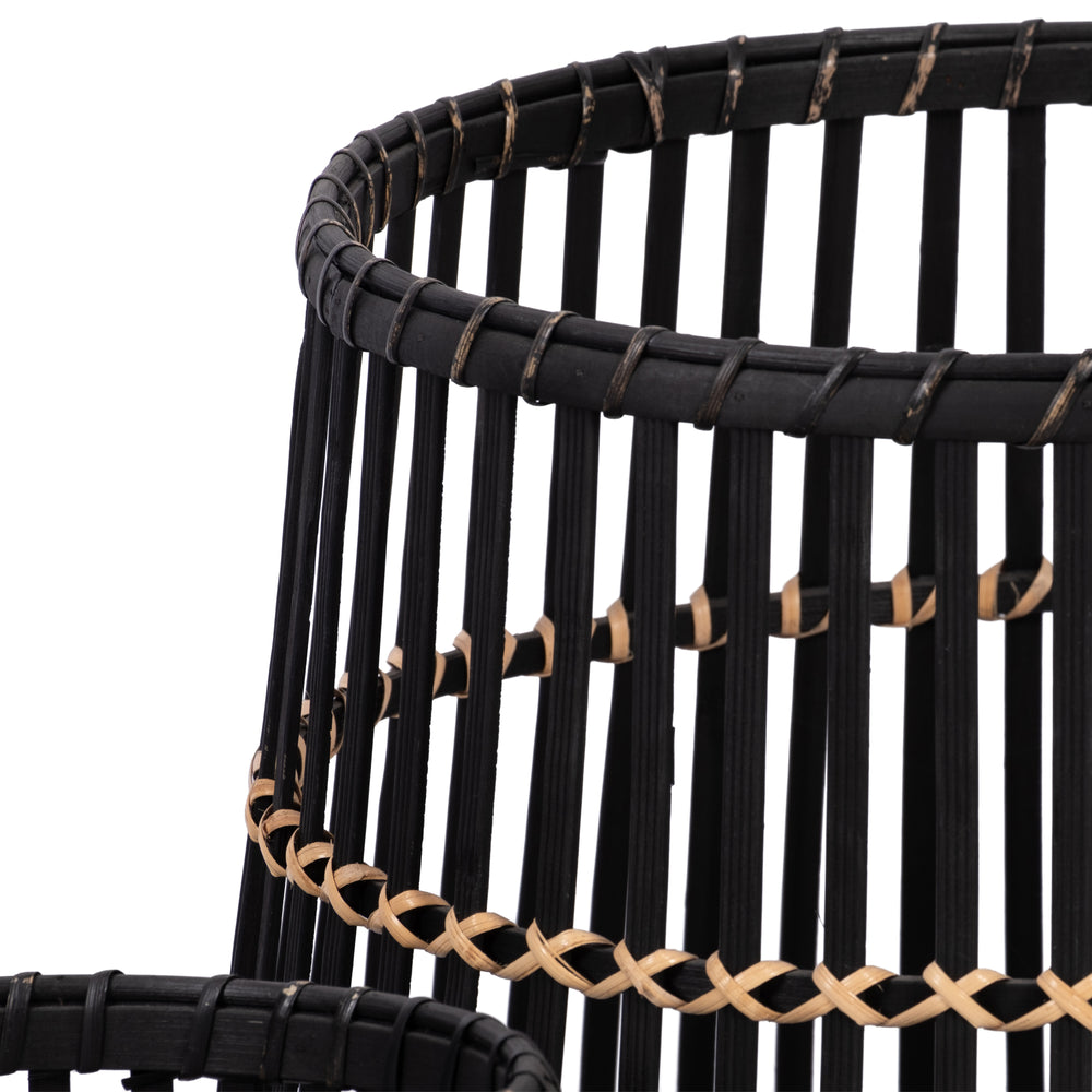 S/3 BAMBOO FOOTED PLANTERS 17/14/10', BLACK Media 6