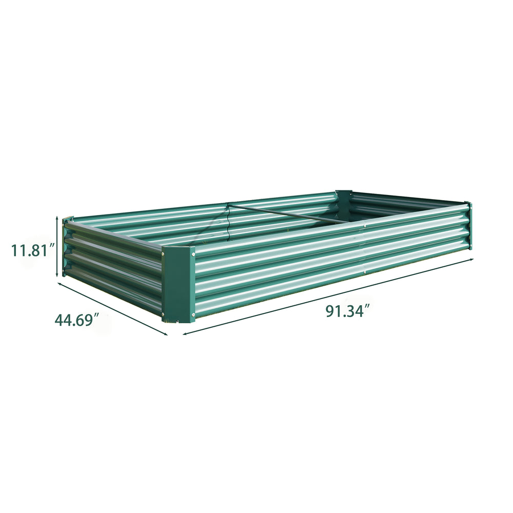 2PCS Green 8×4×1ft Metal Raised Rectangle Garden Planter Beds Media 13