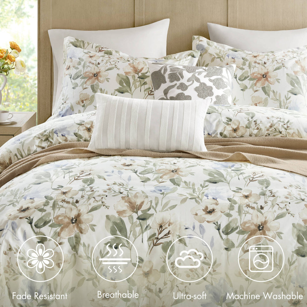 5PCS King/Cal King Cotton Sateen Print Duvet Set Media 4