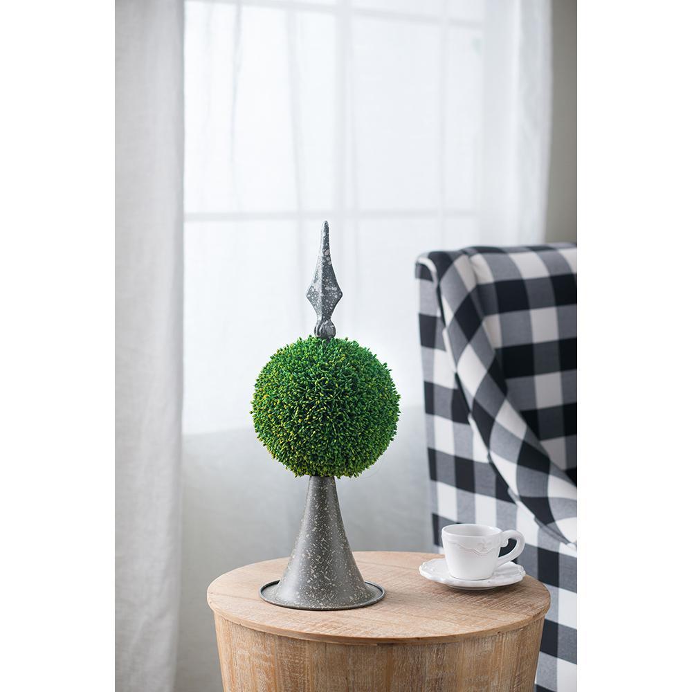 7x7x17' Faux Boxwood Topiary Sphere on Metal Spire Media 10