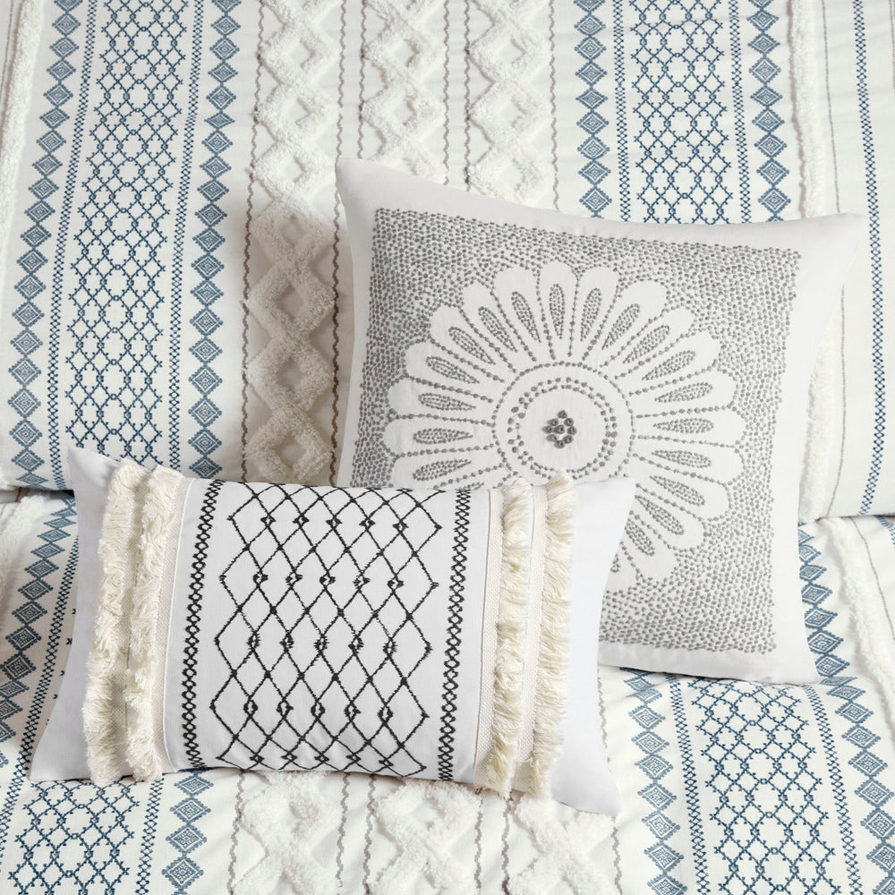 King/Cal King Cotton Printed Duvet Cover Set with Chenille Media 4
