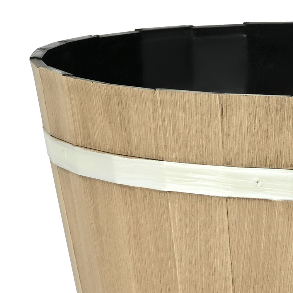 Resin Whiskey Barrel Planter Garden Flower Plant Pot 11.81 x 11.81 x 8.27 in Media 2