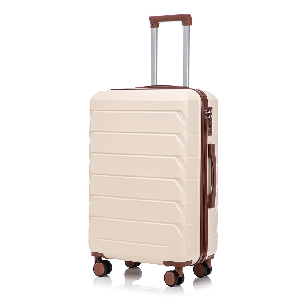 Abs Luggage Set 20 24 28 Inches 3 Piece Beige Durable Spinner Wheels & Combination Lock Media 23