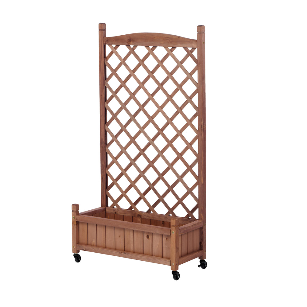 Natural Wood Raised Garden Bed with Trellis 2 Pack, Outdoor Planter Box & Plant Stand for Climbing Plants, Brown Solid Wood, 25L x 11W x 42.3H inches Media 9