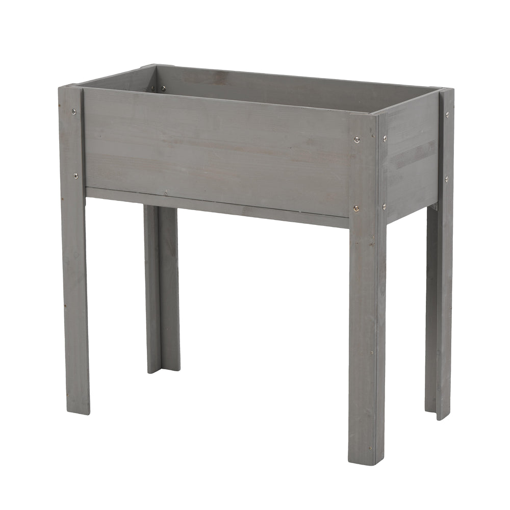 Elevated Wooden Garden Bed 31x16x31 inch with Legs for Outdoor Plants, Flowers, Fruits, Vegetables, Herbs in Grey Solid Wood Media 1