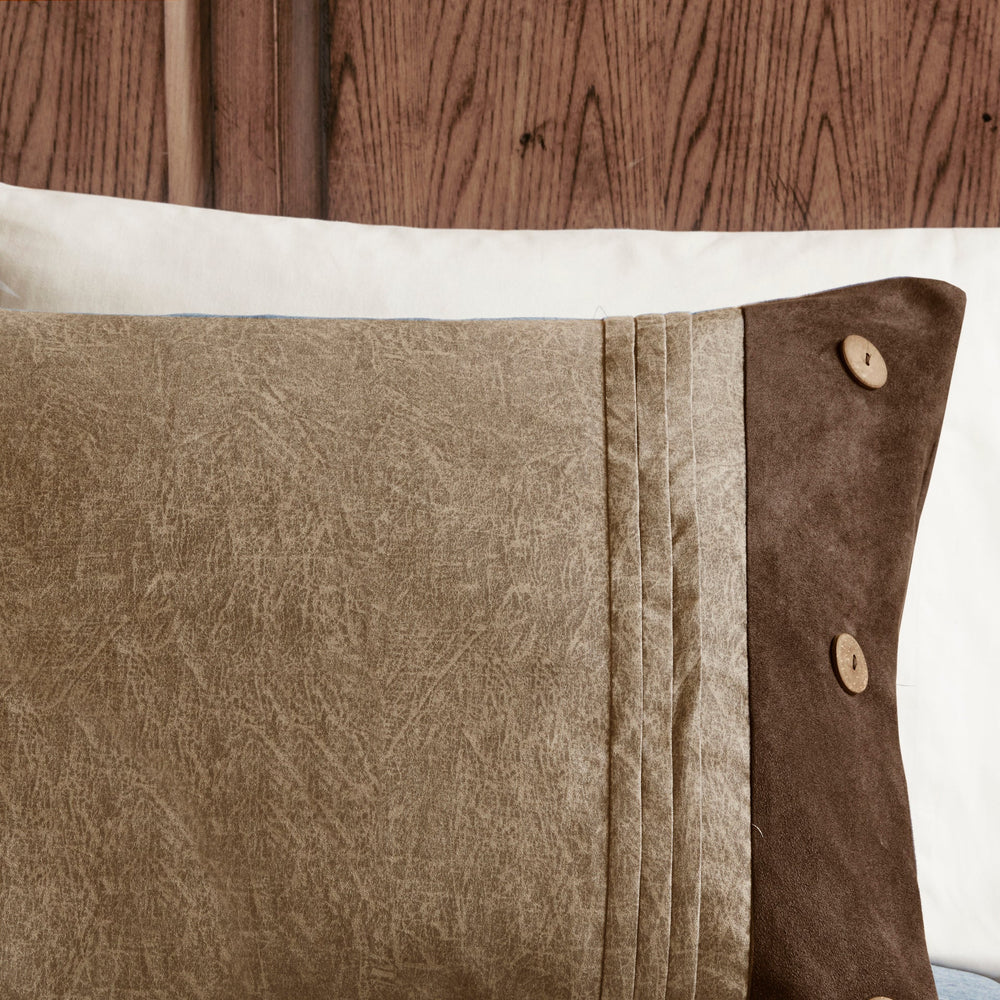 7 Piece Faux Suede Comforter Set Brown King Media 5