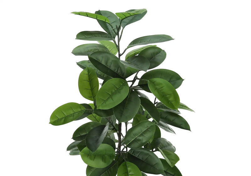 Artificial Plant, 52' Tall, Rubber Tree, Indoor, Faux, Fake, Floor, Greenery, Potted, Real Touch, Decorative, Green Leaves, Black Pot