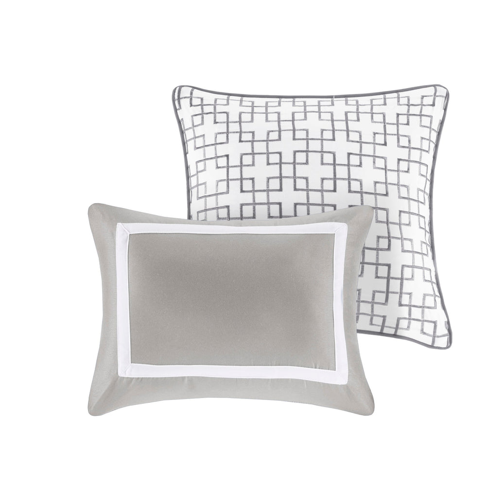 8 Piece Comforter and Quilt Set Collection Grey Full/Queen Media 17