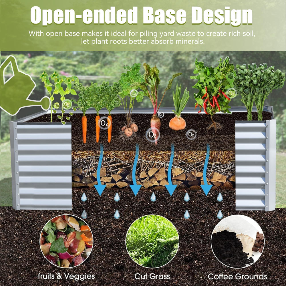 8x4x2 ft Galvanized Raised Garden Bed, Outdoor Planter Garden Boxes Large Metal Planter Box for Gardening Vegetables Fruits Flowers,Silver Media 4