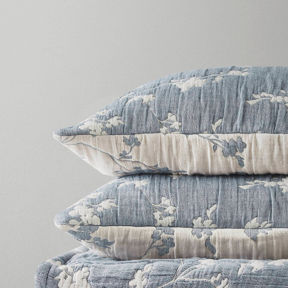 3 Pieces King Jacquard Cotton Gauze Quilt Set,Blue Media 16
