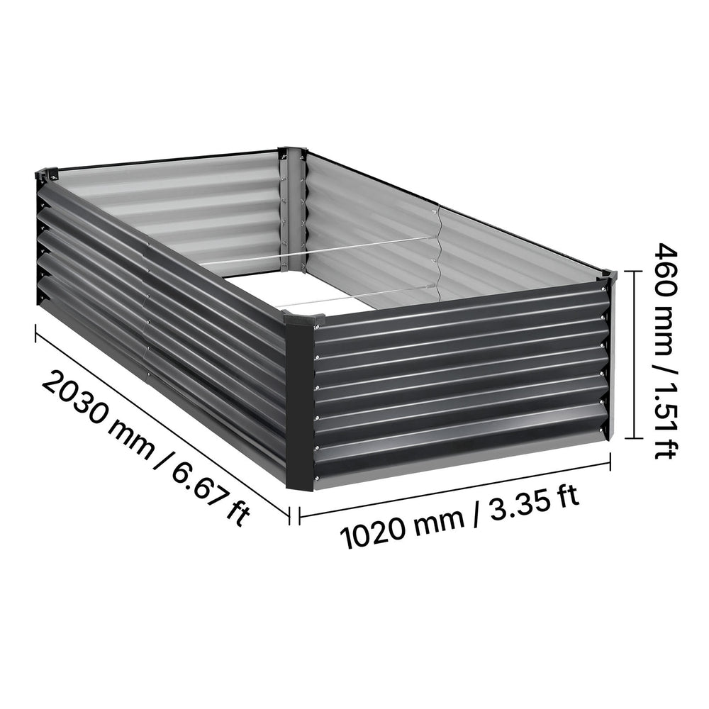 2 Pack Galvanized Raised Garden Beds, 6.67 x 3.35 x 1.51 ft, Rectangular Metal Planter Boxes Kit Outdoor, Elevated Planting Box with Gloves, Alu-Zinc, for Growing Flowers Vegetables, Dark Gray Media 3