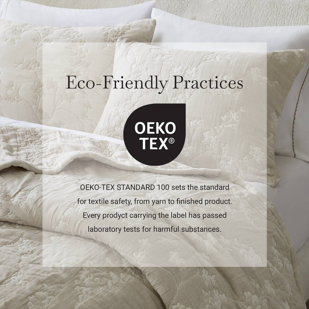 3 Pieces Full/Queen Jacquard Cotton Gauze Quilt Set,Linen Media 8