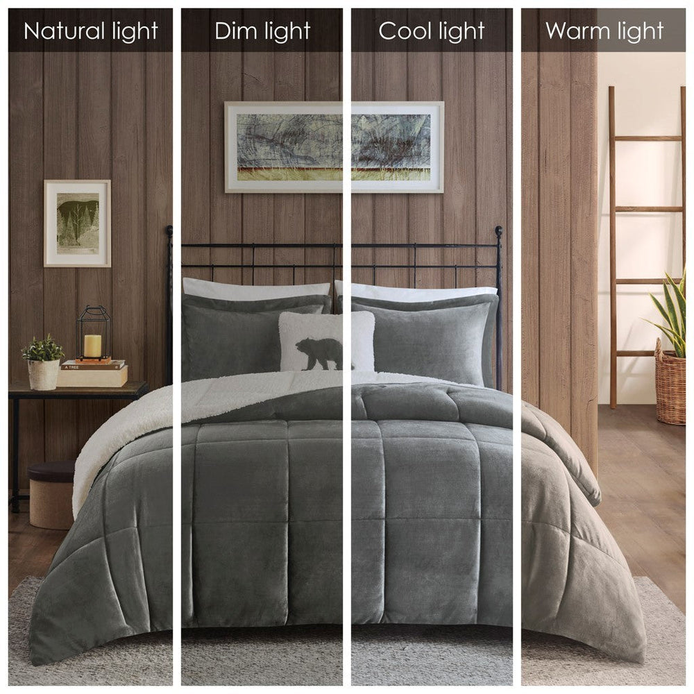 Full/Queen Plush to Sherpa Down Alternative Comforter Set Media 6