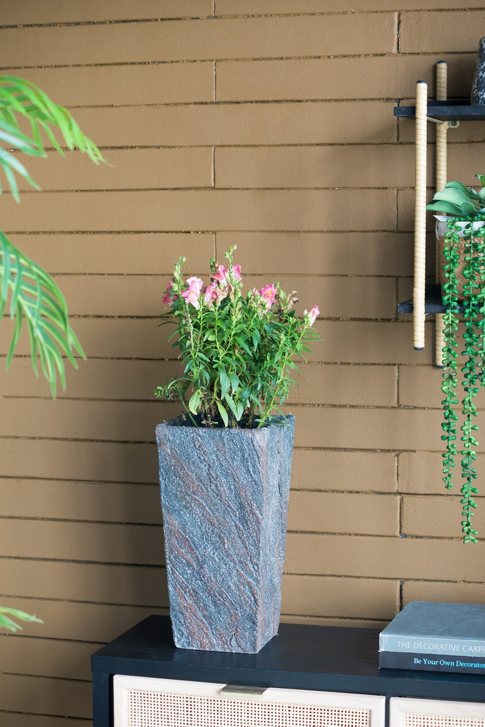 7.5x7.5x15' Cement Planter Small, Indoor Outdoor Garden Functional Decor Media 5