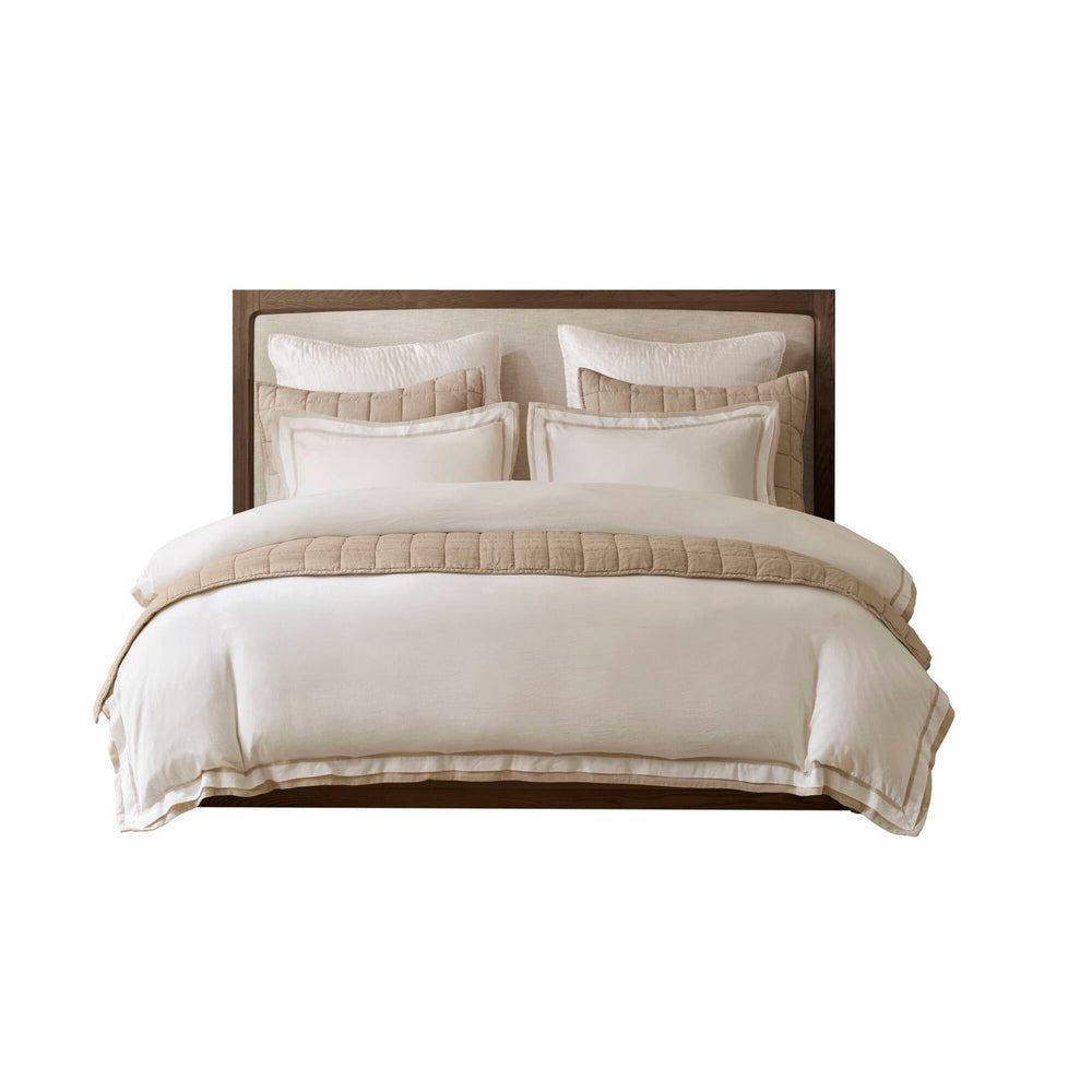 3 Pieces Full/Queen Duvet Cover Set,White+Beige Media 19