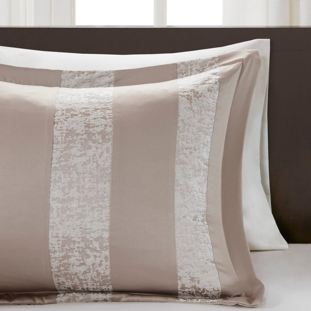 7 Piece Chenille Jacquard Comforter Set Taupe Cal King Media 12