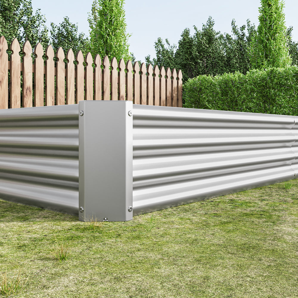 2PCS Silver 8×4×1ft Metal Raised Rectangle Garden Planter Beds Media 7