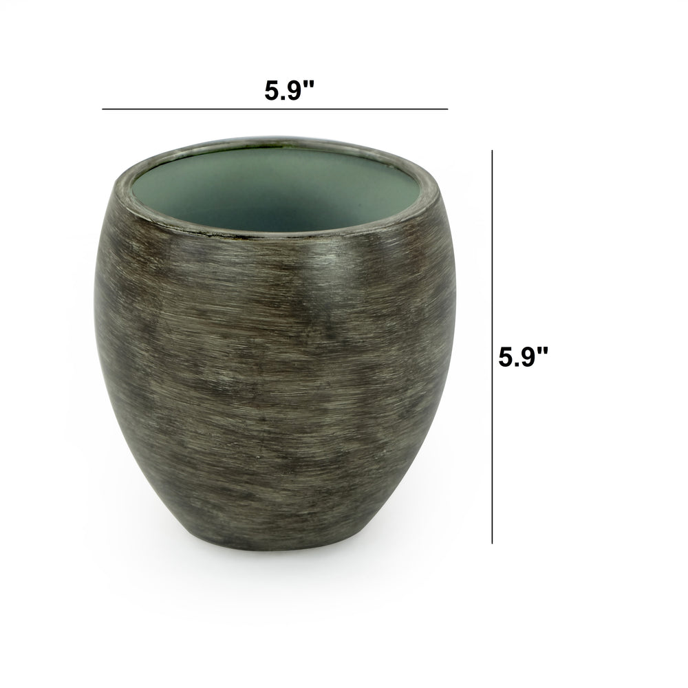 Smart Self-watering Round Planter Pot for Indoor and Outdoor - Gray Wash Media 3
