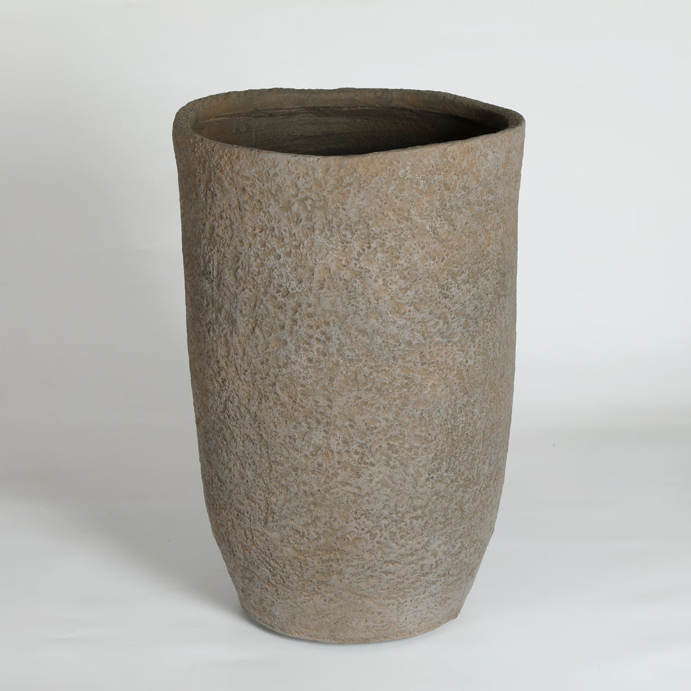 Round Concrete Planter Set of 2, Large Outdoor Indoor Handmade Rustic Decorative Planter Pots Containers with Drainage Holes for Home Garden Patio, 14' x 22' & 17' x 26' (Coffee) Media 21
