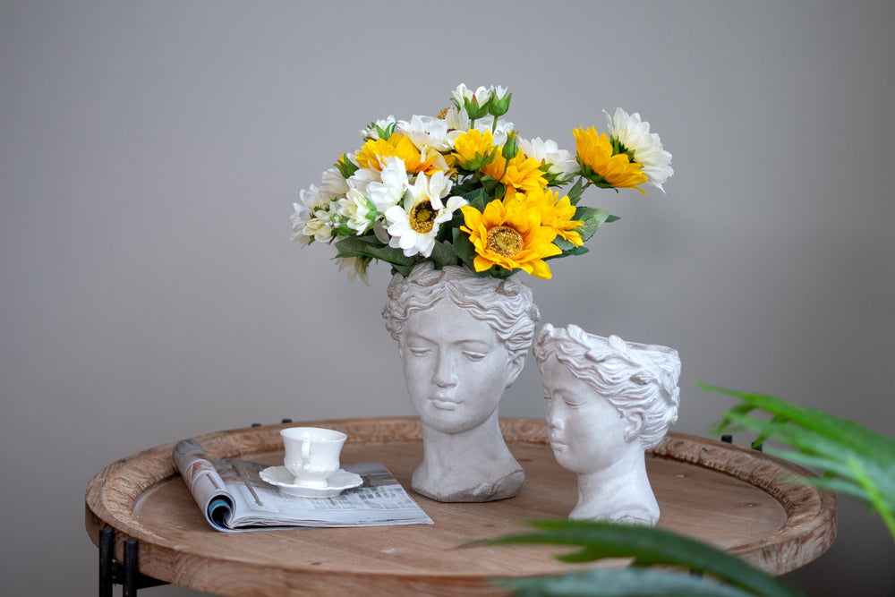6.7x5.5x8.7' Visage Cement Wall Planter Wall Vase, Small Media 10